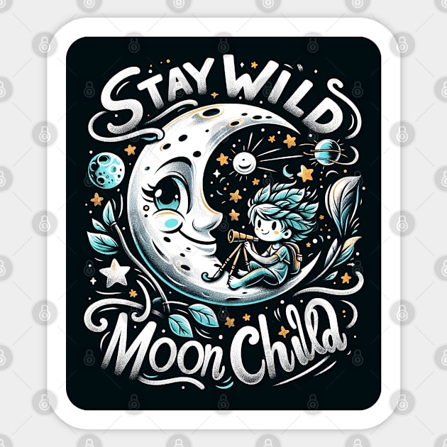 Stay Wild Moon Child Sticker by luwakka